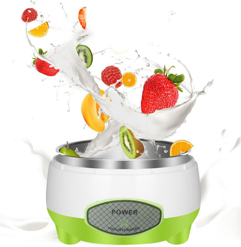 Headerbs Yogurt Maker Machine, Compact Stainless Steel Container for Homemade DIY Yogurt, Green 15W (US Plug 110V)