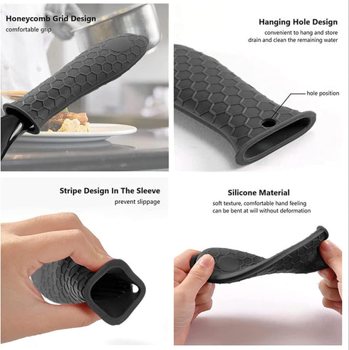 3 Pack Silicone Hot Handle Holders Cover, Non-Slip Pot Holder Sleeve for Frying Pan, Casserole, Baking Sheets