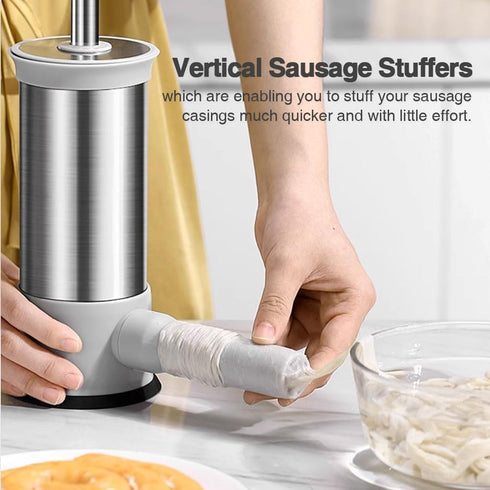 2.2-Pound 4 Nozzles Manual Sausage Stuffers, Household Vertical Sausage Makers with Stuffing for Homemade Sausage