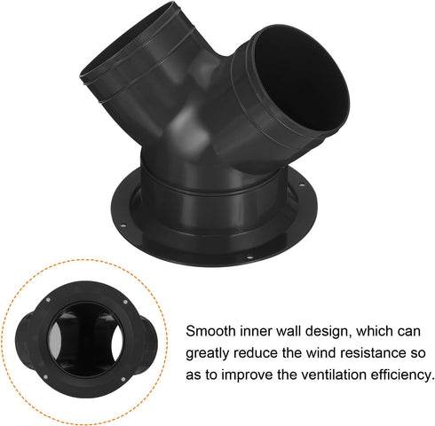 PATIKIL 3 Way Duct Splitter, 3"x3"x4" Y Reducer Connector for Dryer Exhaust Fan Vent Systems, Black