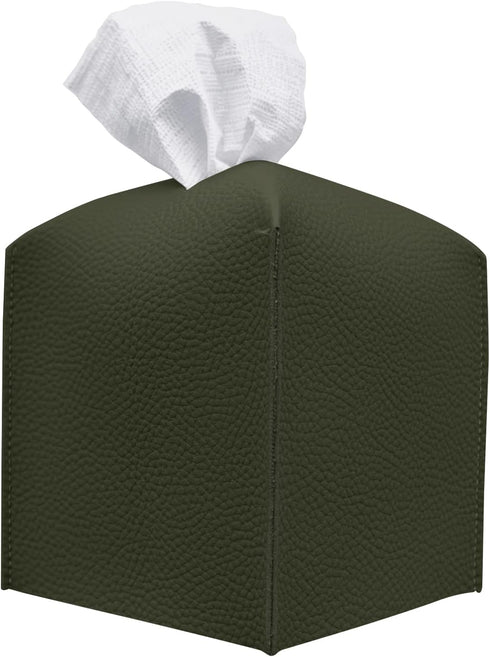 carrotez Modern PU Leather Tissue Box Cover - Decorative Holder for Bathroom, Night Stands, Office, Khaki