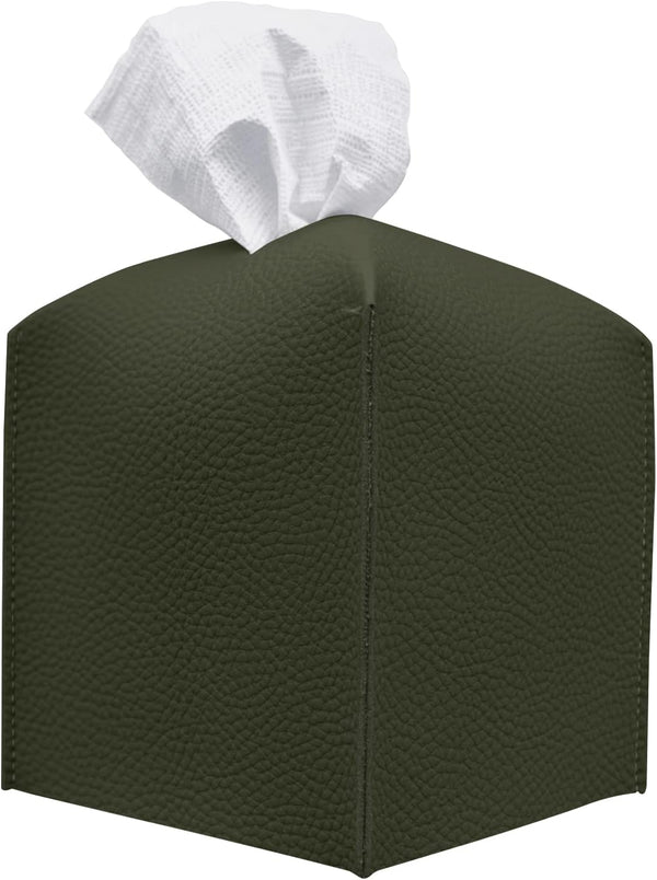 carrotez Modern PU Leather Tissue Box Cover - Decorative Holder for Bathroom, Night Stands, Office, Khaki