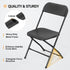 1 Pack Commercial 350lb. VINGLI Black Plastic Folding Chair, Indoor Outdoor Portable Stackable Seat with Steel Frame