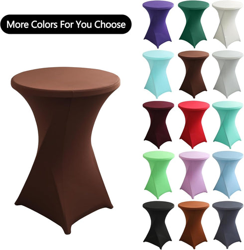 ChaiSang 2Pack 24x43 Inch Round Cocktail Spandex Fitted Table Cover - Stretch Elastic High-Top Tablecloth for Bistro