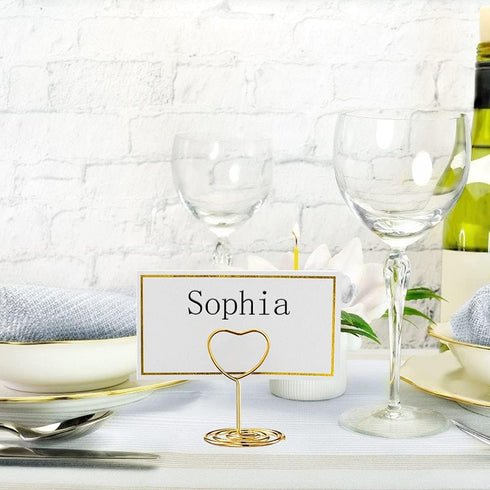24 Pcs Mini Place Card Holders and 24 Pcs Place Cards with Gold Foil Border for Wedding, Birthday