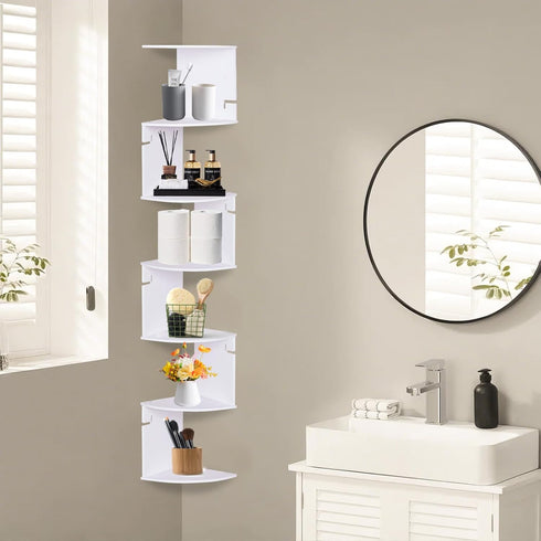 7 ShellKingdom Corner Shelf Wall Mount, Tier Corner Bookshelf, Floating Display Shelves for Home, Living Room, Bedroom