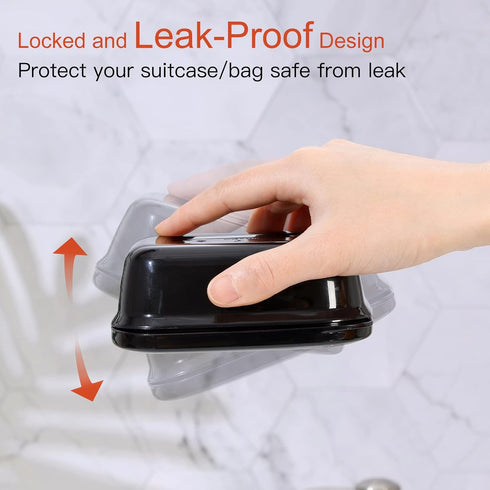 Quatish 2 Pack Travel Soap Container, Portable Soap Holder with Lid for Camping Gym Travel (Black)
