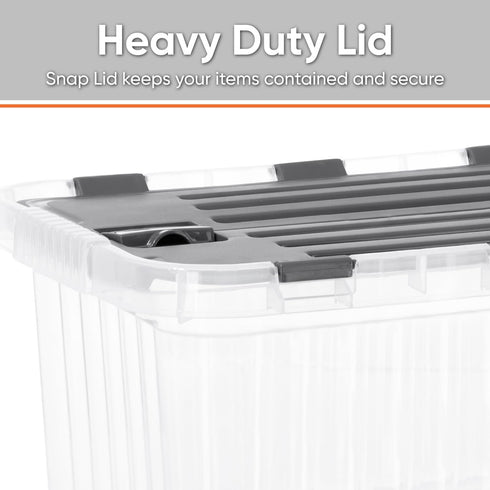 Superio Clear Storage Box with Lid, Plastic Container Bins for Organizing, Stackable Crates, BPA Free