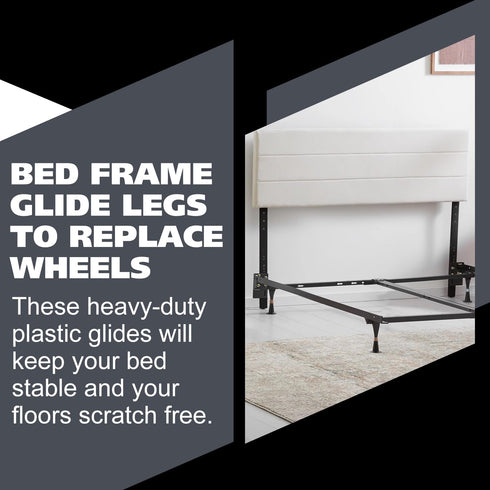 Kings Brand Furniture - Plastic Bed Frame Glide Legs | Set of 6 Replacement Feet for Bed Frame Wheels