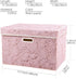 PRANDOM 1-Pack Larger Collapsible Storage Bin with Lid, Pink Fabric Decorative Box Cube Organizer for Bedroom, Closet,