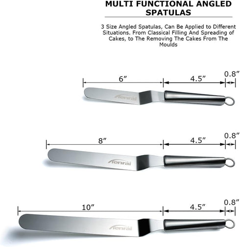 Tenrai Metal Icing Spatula Set, Stainless Steel Cake Knife Offset Professional Tool for Decorating Cakes
