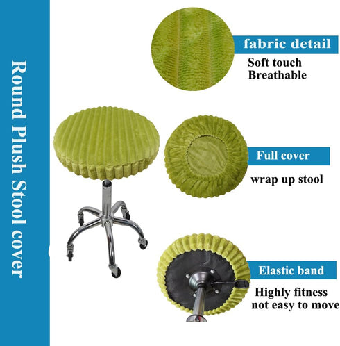 2 Pack Shukii Stool Covers - Soft Slipcover with Elastic Cushion for Round Bar Stool & Chair (Green, Large)