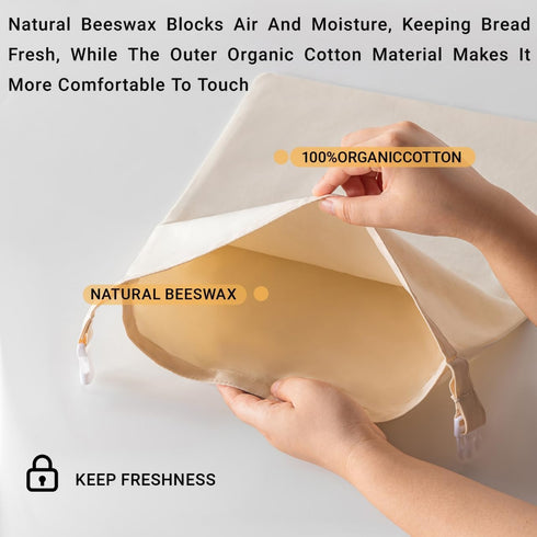 2-Pack 17x13 Inch Reusable Beeswax Bread Bags for Sourdough & Homemade Bread, Large Eco-Friendly Cotton, Keep Bread
