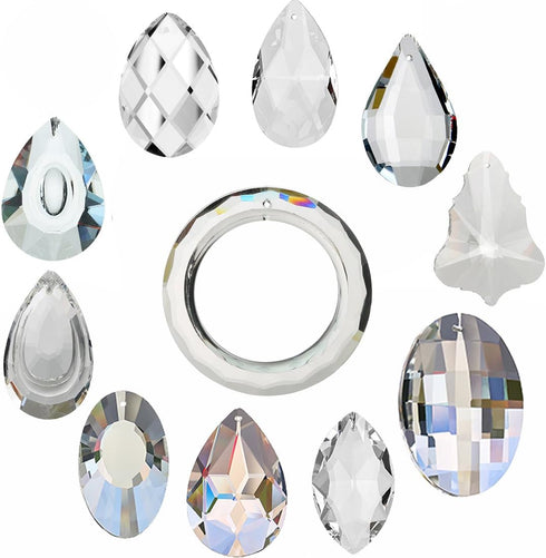 H&D 11pcs Clear Crystal Chandelier Lamp Lighting Drops Pendants Balls Prisms Hanging
