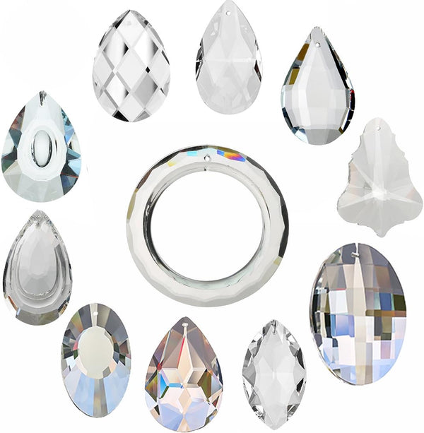 H&D 11pcs Clear Crystal Chandelier Lamp Lighting Drops Pendants Balls Prisms Hanging