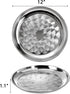 6 Pack 12 Inch ZEAYEA Stainless Steel Round Tray, Bar Serving Tray with Swirl Pattern, Silver Display Serving Platter
