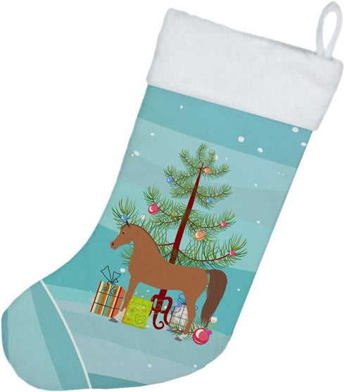 Caroline's Treasures BB9278CS Arabian Horse Christmas Stocking, Teal Fireplace Hanging Decor for Holidays