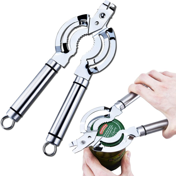 Multifunctional Jar Opener, Stainless Steel Lid Opener for Weak Hands, Beer Bottle Opener for Seniors and Children