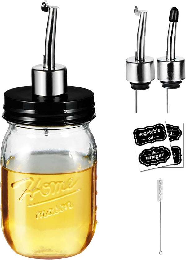 SheeChung Oil Dispenser Bottle for Kitchen, Glass Cooking Oil Bottle, 16oz Mason
