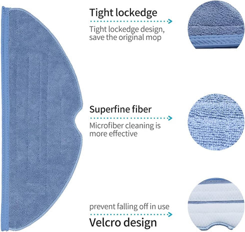 T7S T7S S8/S8+/S7/S7MaxV,S7 (8) Home Times Vacuum Mop Replacement Pads for Roborock Plus MaxV Plus Reusable Hard Floor