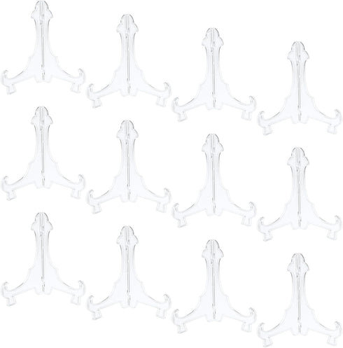 uxcell 12Pcs 5.5" Easel Plate Holder, Plastic Folding Display Stand for Decorative Plates and Picture Frames