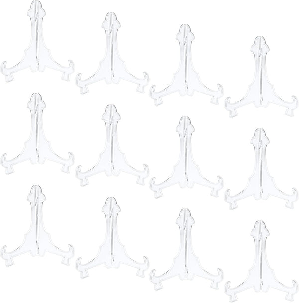 uxcell 12Pcs 5.5" Easel Plate Holder, Plastic Folding Display Stand for Decorative Plates and Picture Frames