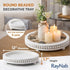 RayNab 12" Farmhouse Round Wooden Beaded Tray Whitewashed Rustic Decorative Wood Tray for Coffee Table, Kitchen