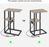 V1TB01BG043 TUTOTAK C Shaped End Table with Charging Station, Side Table for Small Spaces, Living Room, Bedroom