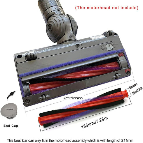 185mm Brush Bar Rolling Brush Replacement for Dyson V6 Slim, Vacuum Cleaner Parts, Part no. 963830-01