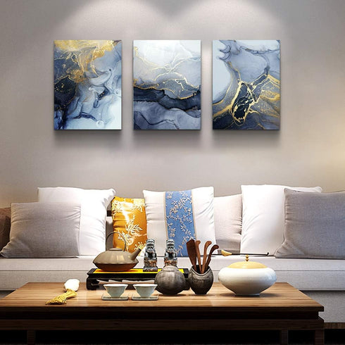 DZRWUBHS 3 Panels Abstract Wall Art for Living Room Bedroom, 12x16 inch Hang Pictures, Office Bathroom Decor