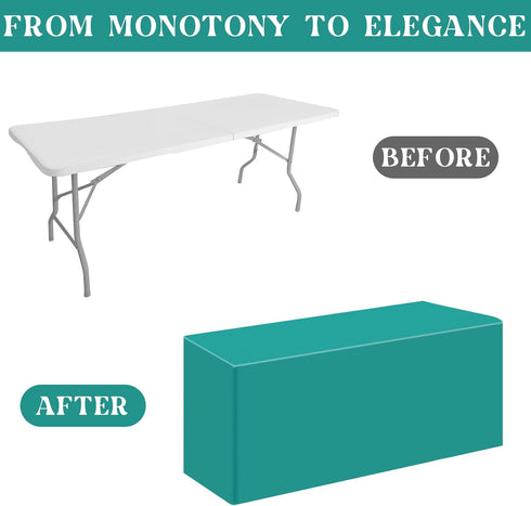 4 Pack 8 96 30 Inch Fitted Table Covers for Foot Tables - x Rectangle Table Cloth for Folding Tables Polyester Table