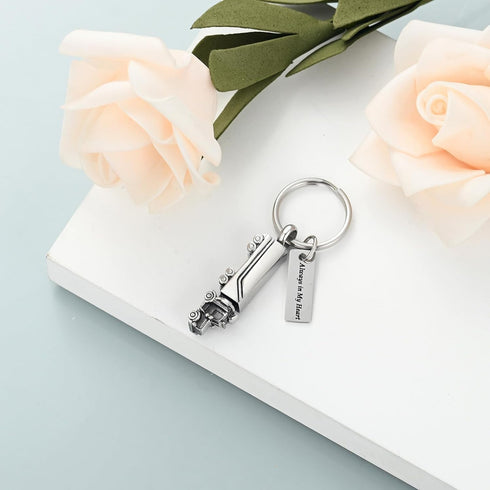 shajwo Cremation Jewelry Keychain, 18 Wheeler Semi Truck Urn for Ashes, Memorial Pendant for Men Women