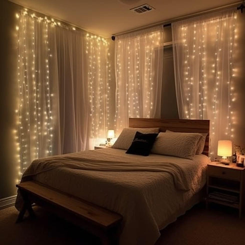 poripori 300 8 LED Curtain String Lights, Twinkle Fairy Lights for Bedroom with Lighting Modes, USB Christmas Lights