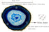 JIC Gem 3-3.5" Dyed Blue Color Small Size Agate Coasters Set of 4 with Protective Rubber Bumper