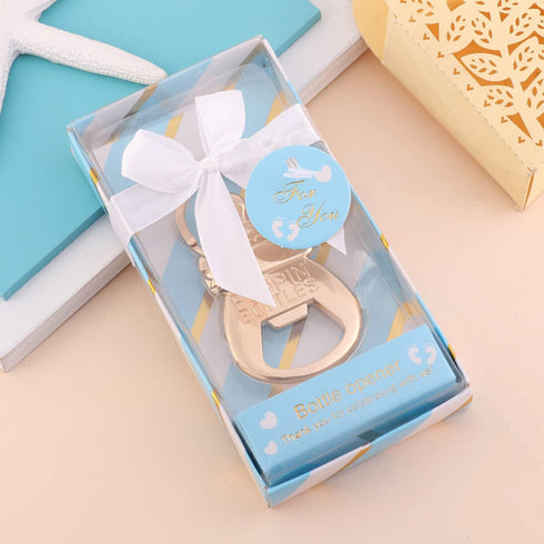 24 Pack 24) POPPIN BOTTLES Key Chain Bottle Opener Boy Baby Shower Favors for Guests,Boy Baby Shower Souvenirs Bottle