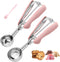 JETONN Cookie Scoops for Baking Set of 2, Pink Handle 18/8 Stainless Steel