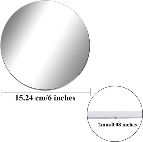 Aneco 6 Pack Acrylic Round Mirrors, 6 Inches Self Adhesive Mirror Stickers for Home Wall Decor or Wedding Centerpiece