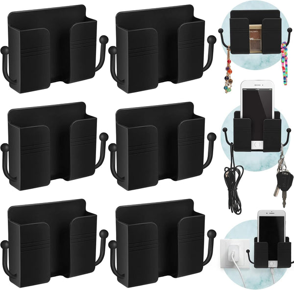 Jetec 6 Pieces Wall Mount Phone Holder, Self-Adhesive Organizer Storage Box for Bedroom