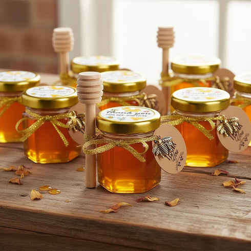 Ahhute 20 Pack 1.5oz Honey Jar, Mini Honey Jars with Dipper, Glass Honey Pot Baby Shower Favors, Party Favors & Wedding