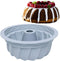 Silicone Buntz Cake Pan, 9.5 Inch Nonstick Fluted Baking Mold for Cakes (Grey)
