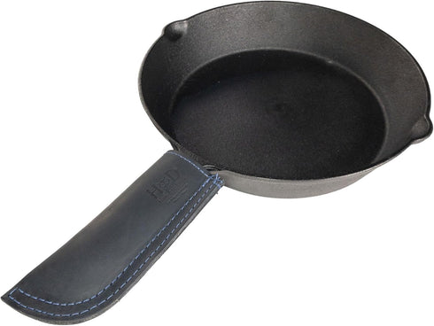 Hide & Drink Full Grain Leather Hot Handle, Cast Iron Protector, Panhandle Potholder, Handmade, Slate Blue