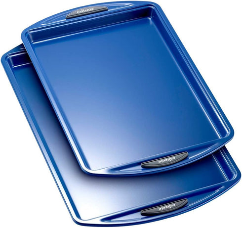 Caliente Nonstick Bakeware Set of 2 Cookie Sheets, Premium Medium & Small Baking Sheets