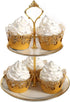 Cupcake Wrappers, KPOSIYA 100 Pack Cupcake Wraps Filigree Artistic Bake Cake Paper Cup Little Vine Laser Cut Liner Baking Cups Muffin Case Trays for Wedding Party Birthday Decoration (100, Gold) by KPOSIYA