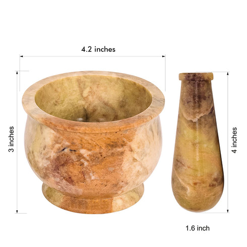 Heavy Duty Polished Hard Stone Mortar and Pestle, Natural Stone Grinder for Spices, Pastes, Herbs, Seasoning (Haldi)