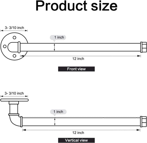 HouseAid Industrial Pipe Paper Towel Holder for Kitchen, Vintage Style Heavy Duty DIY Rustic Paper Towel Rack, Wall
