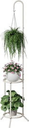 2-Tier Hanging Plant Stand, Heavy Duty Metal Planter Rack - Space Saving