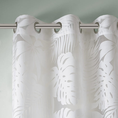 Madison Park Semi Sheer Single Curtain - Modern Botanical Print Grommet Top Window Drape 50x63"
