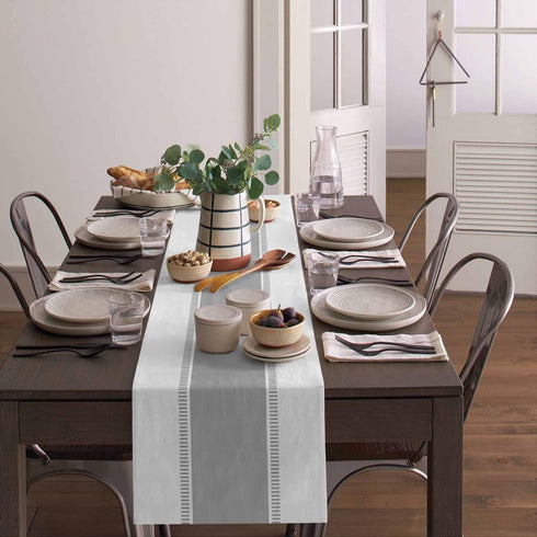 Futuregrace 72 inches Grey Table Runners Stripes Table Runner Dresser Scarves Long,Non Slip Modern Decortaive Table