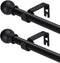 2 Pack Black Curtain Rods for Windows 32 to 48 Inch, 5/8 Inch Decorative Heavy Duty Metal Curtain Rod Set with Brackets