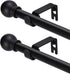 2 Pack Black Curtain Rods for Windows 32 to 48 Inch, 5/8 Inch Decorative Heavy Duty Metal Curtain Rod Set with Brackets